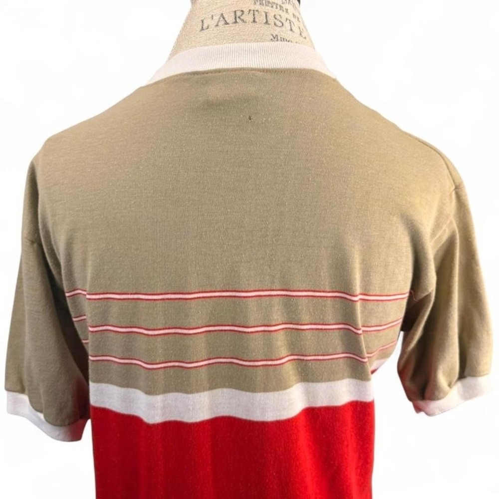 Vintage 80s Track & Court Stripe Color Block T Shirt Mens Medium - Picture 4 of 8
